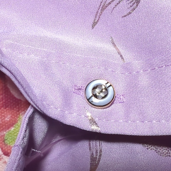 Lavender hipster button down with gold 3D roses size Men's medium - Picture 7 of 11